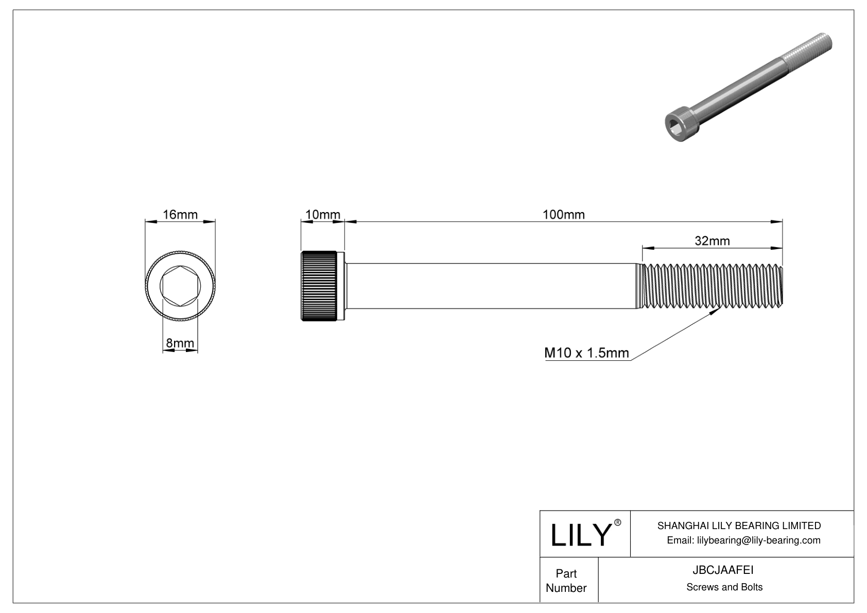 JBCJAAFEI Tornillos de cabeza cilíndrica de acero aleado cad drawing