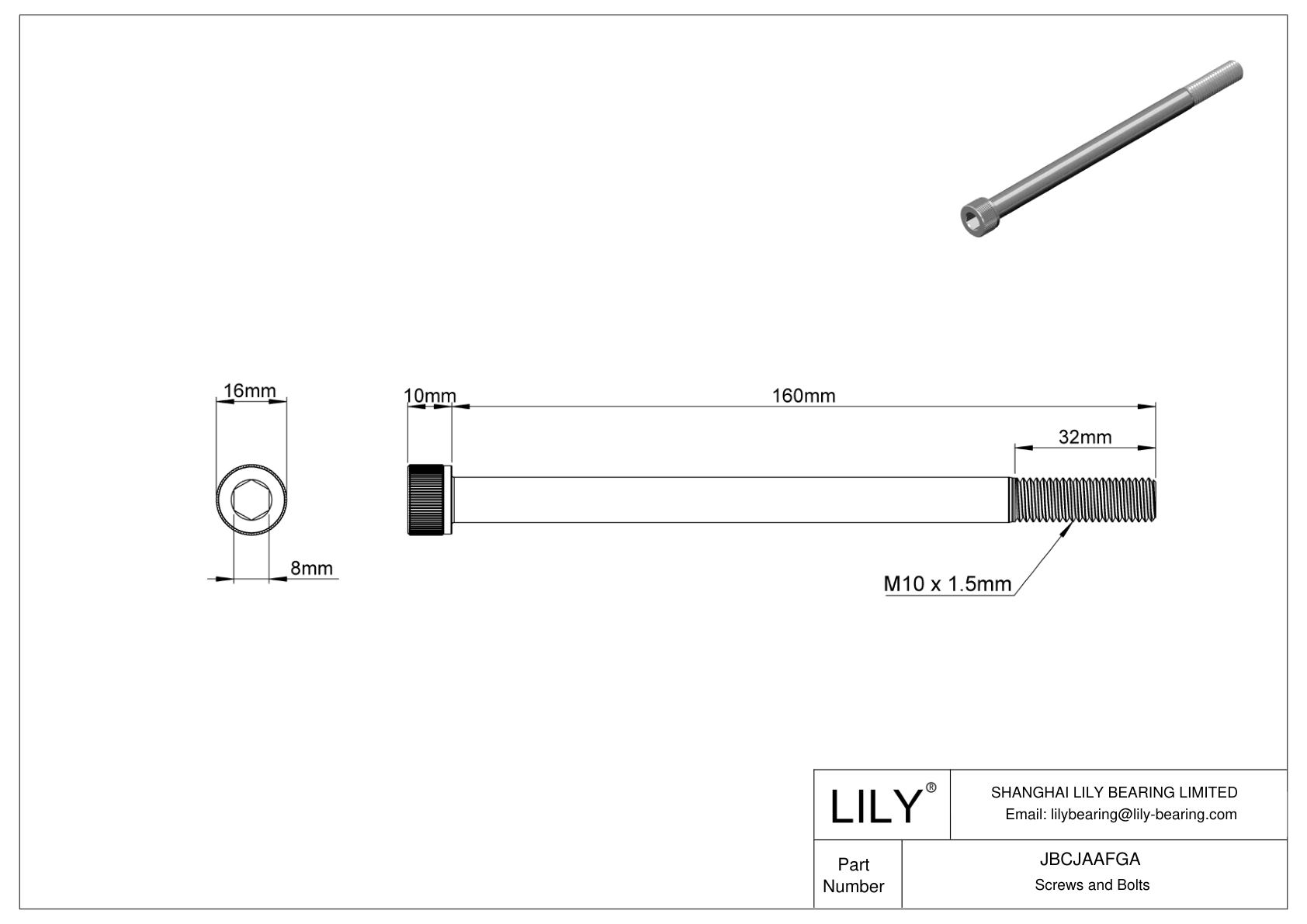 JBCJAAFGA Tornillos de cabeza cilíndrica de acero aleado cad drawing