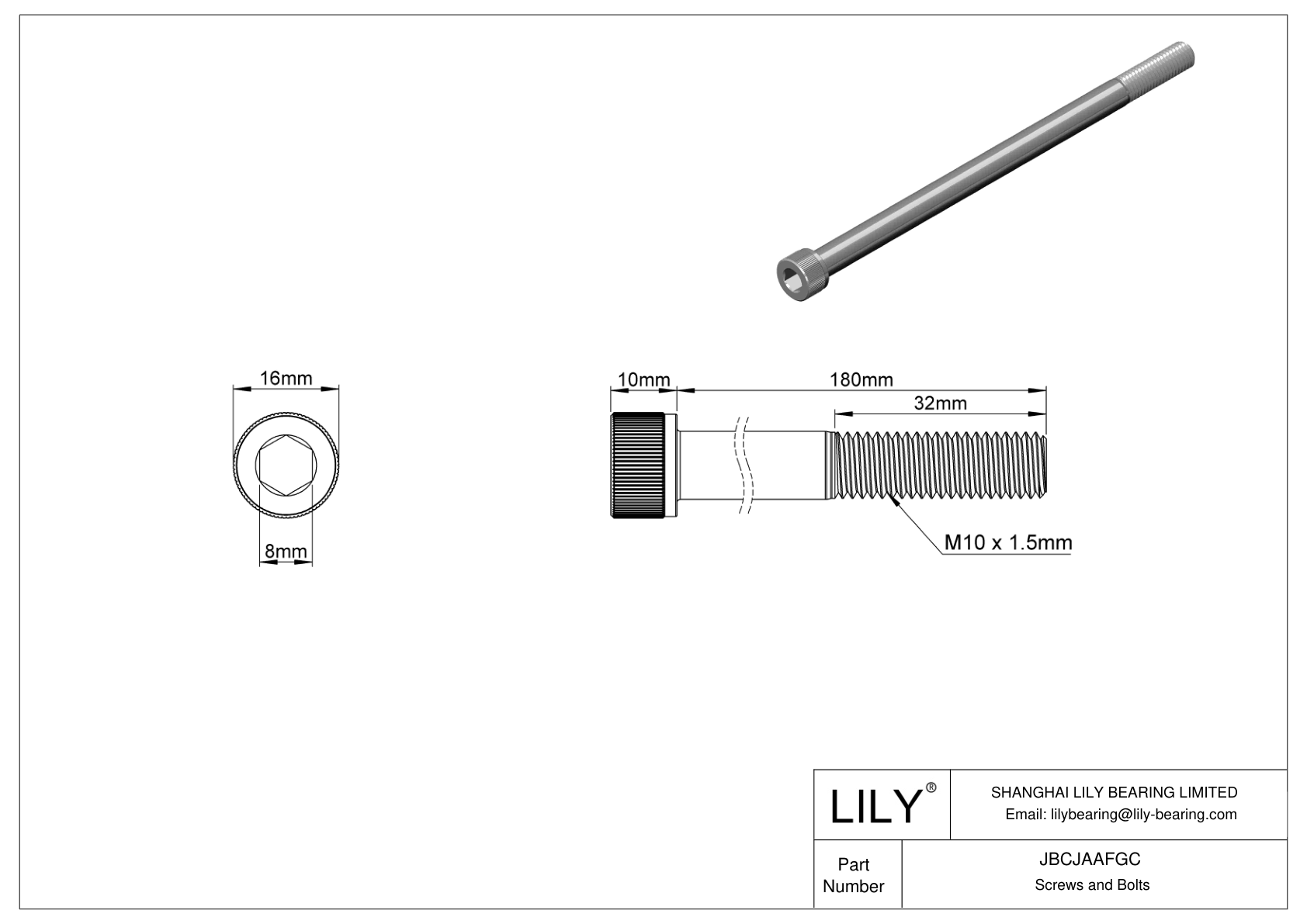 JBCJAAFGC Alloy Steel Socket Head Screws cad drawing