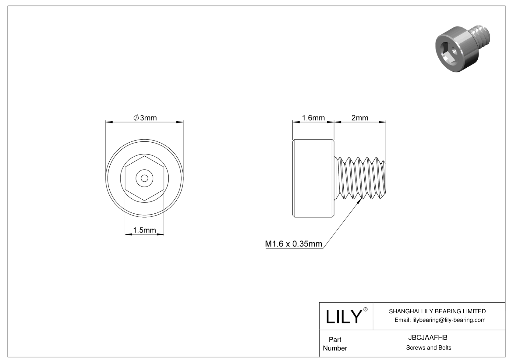 JBCJAAFHB 合金钢内六角螺钉 cad drawing