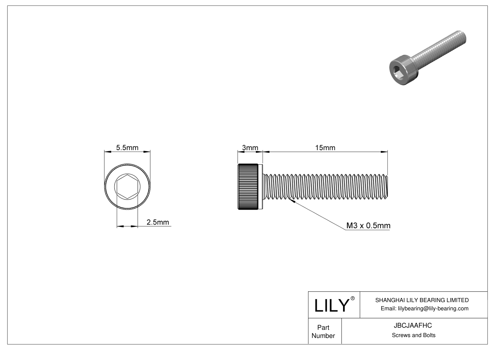 JBCJAAFHC Alloy Steel Socket Head Screws cad drawing