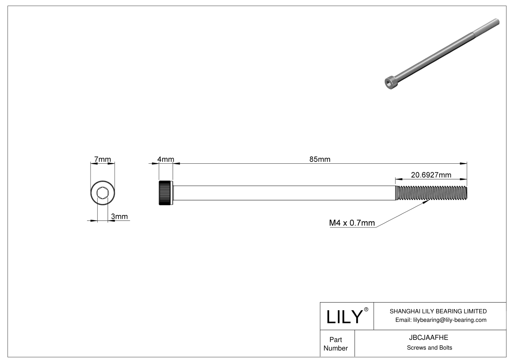 JBCJAAFHE Tornillos de cabeza cilíndrica de acero aleado cad drawing