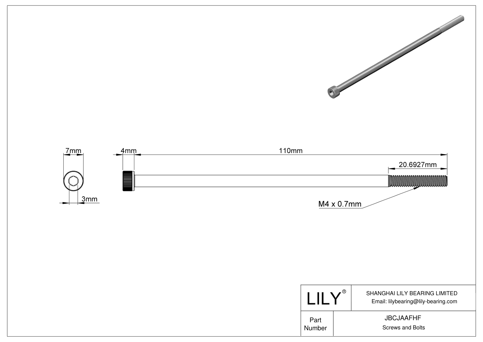 JBCJAAFHF Tornillos de cabeza cilíndrica de acero aleado cad drawing