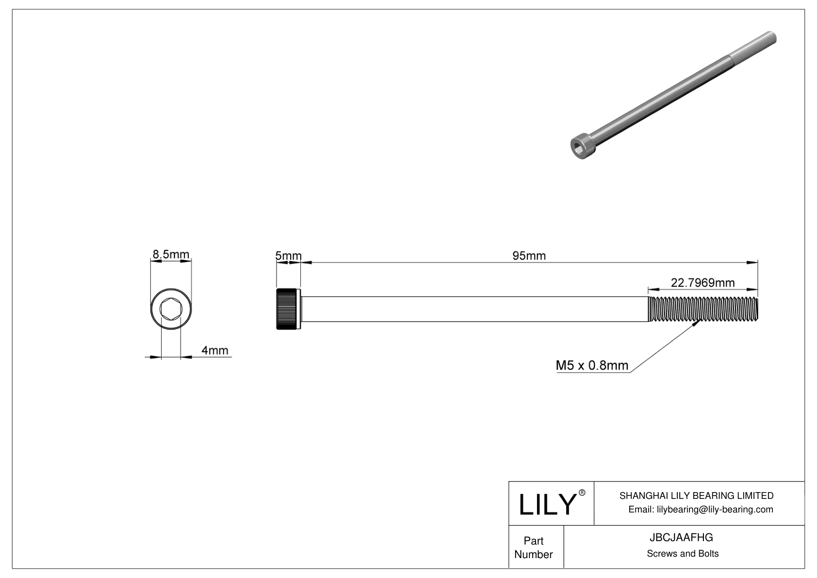 JBCJAAFHG Tornillos de cabeza cilíndrica de acero aleado cad drawing