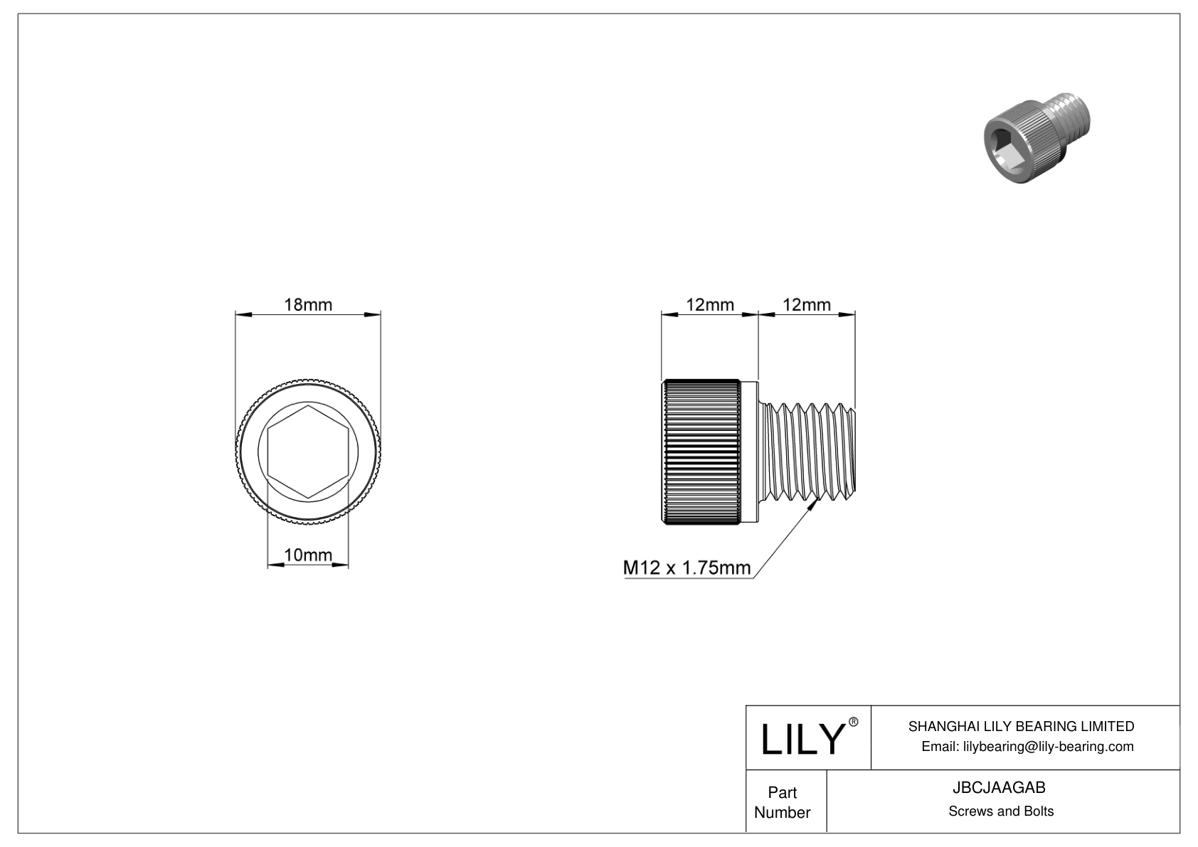 JBCJAAGAB Tornillos de cabeza cilíndrica de acero aleado cad drawing