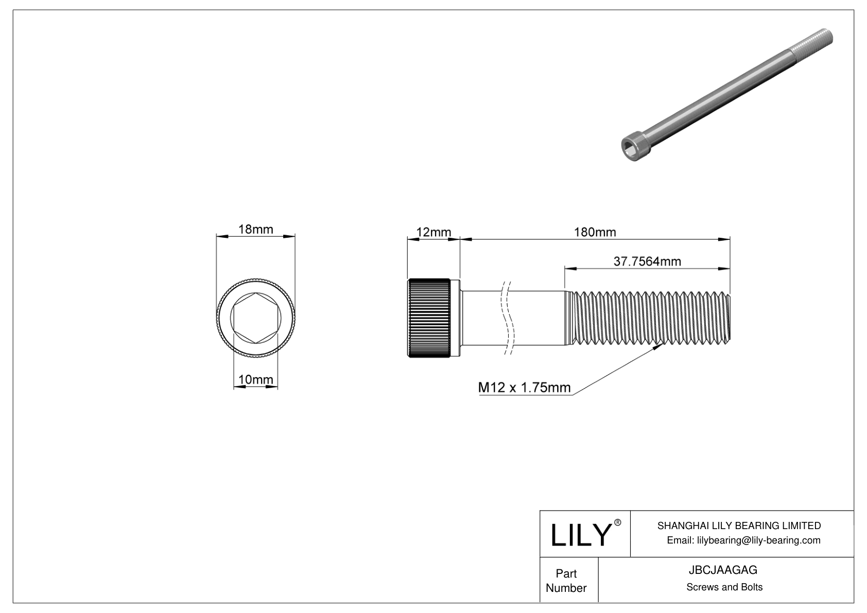 JBCJAAGAG Tornillos de cabeza cilíndrica de acero aleado cad drawing