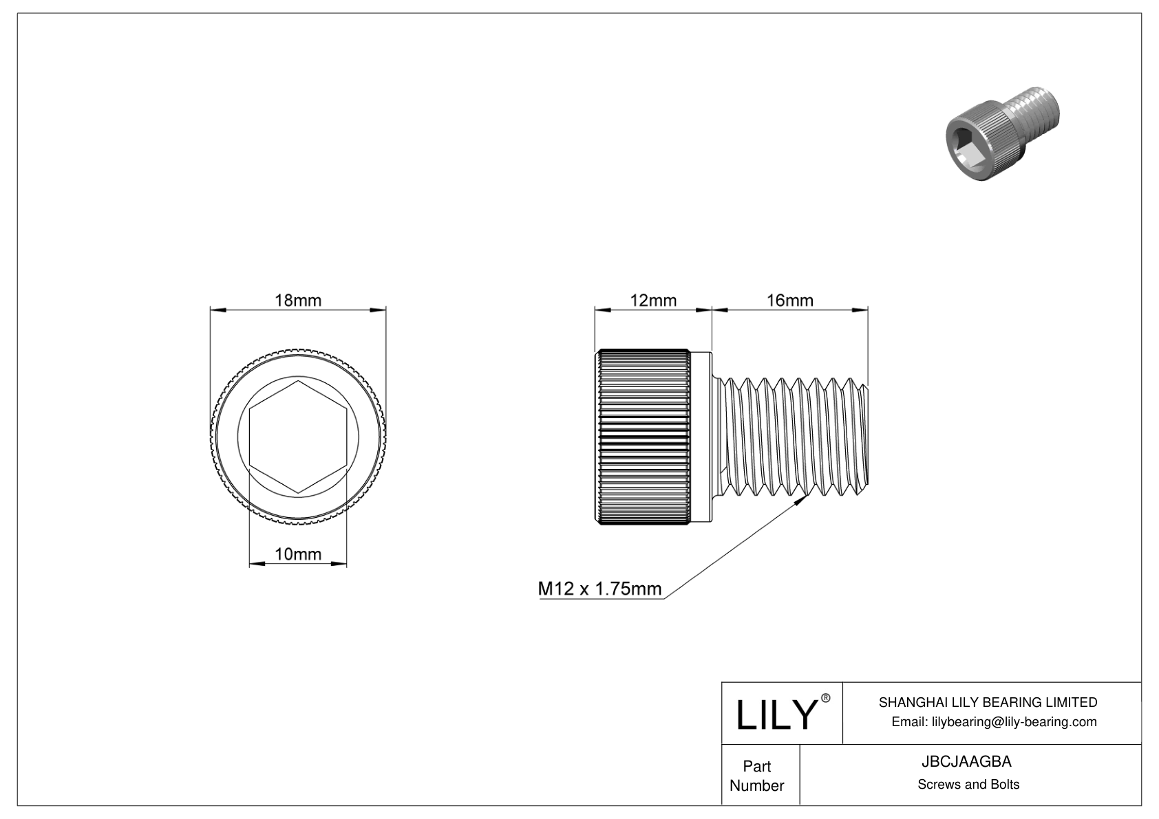 JBCJAAGBA Tornillos de cabeza cilíndrica de acero aleado cad drawing