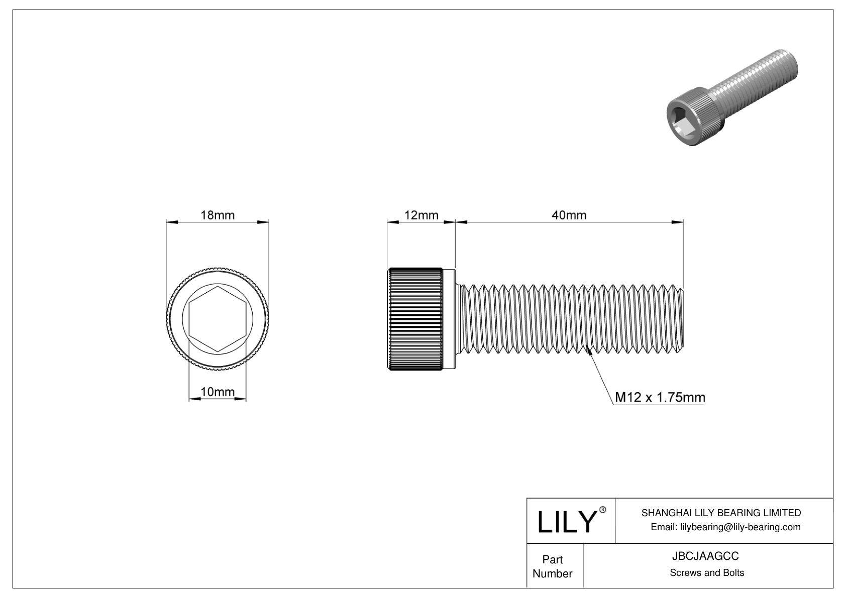 JBCJAAGCC Tornillos de cabeza cilíndrica de acero aleado cad drawing