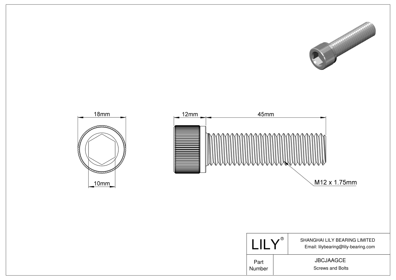 JBCJAAGCE Tornillos de cabeza cilíndrica de acero aleado cad drawing