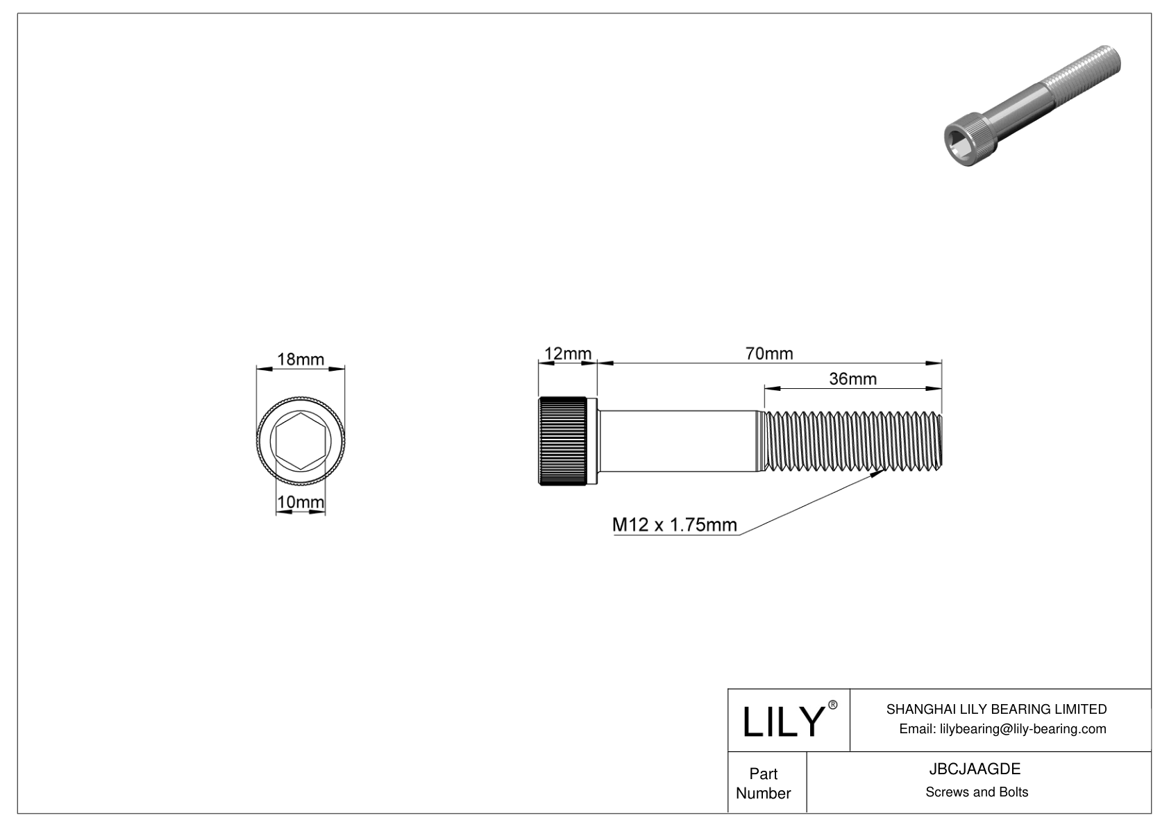 JBCJAAGDE Tornillos de cabeza cilíndrica de acero aleado cad drawing