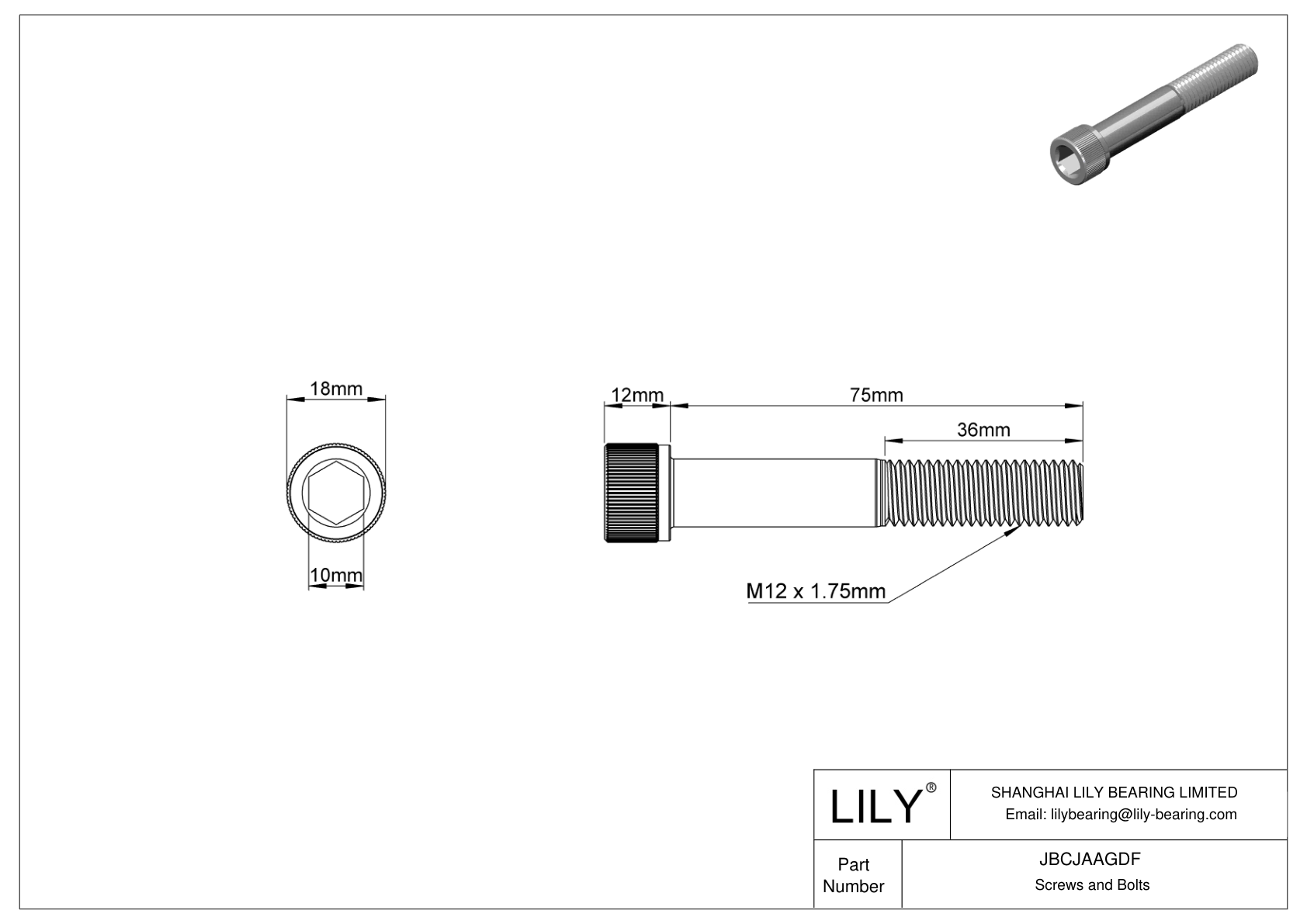 JBCJAAGDF Tornillos de cabeza cilíndrica de acero aleado cad drawing