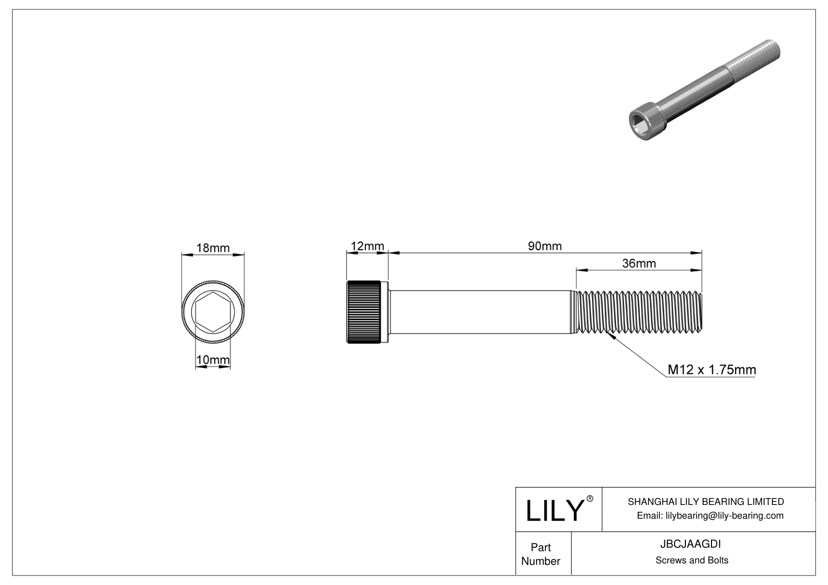 JBCJAAGDI Tornillos de cabeza cilíndrica de acero aleado cad drawing