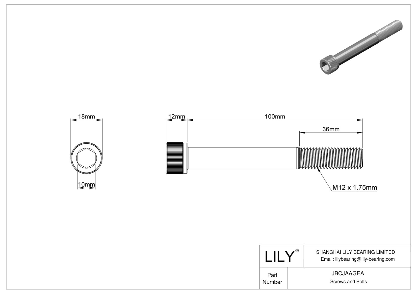 JBCJAAGEA Tornillos de cabeza cilíndrica de acero aleado cad drawing