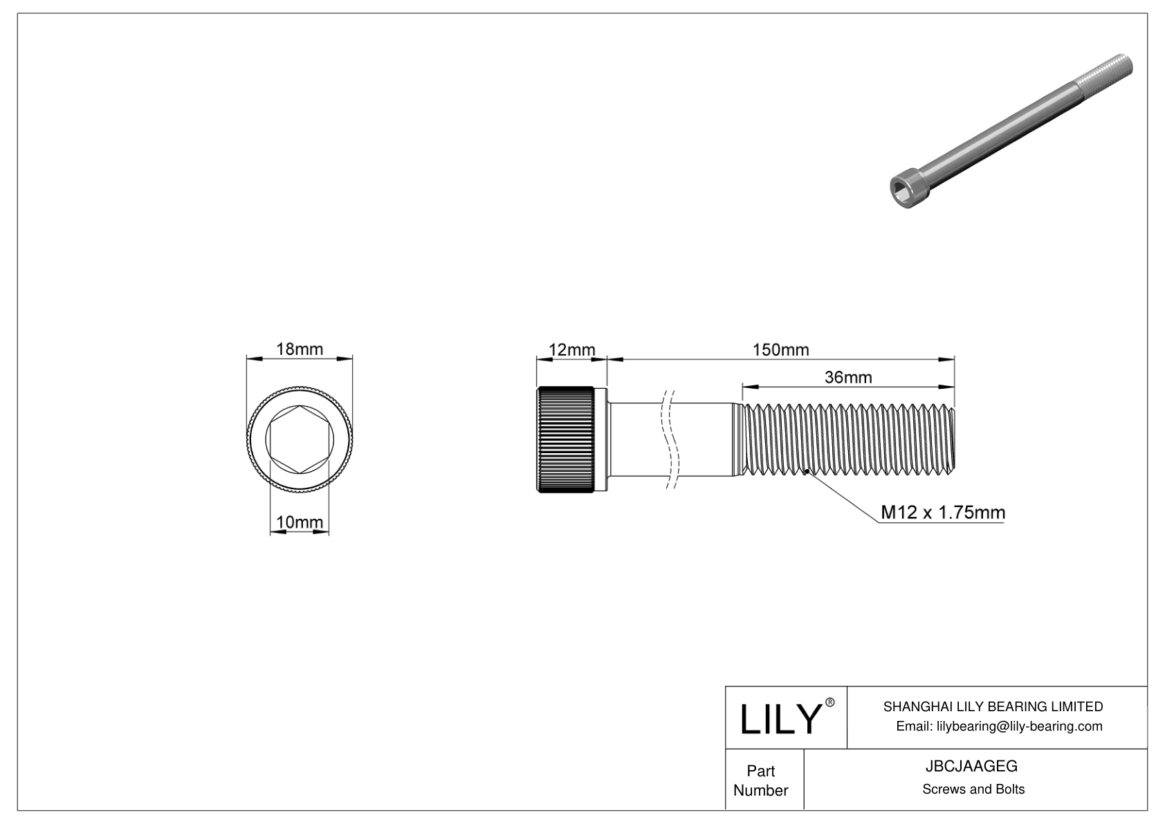 JBCJAAGEG Tornillos de cabeza cilíndrica de acero aleado cad drawing