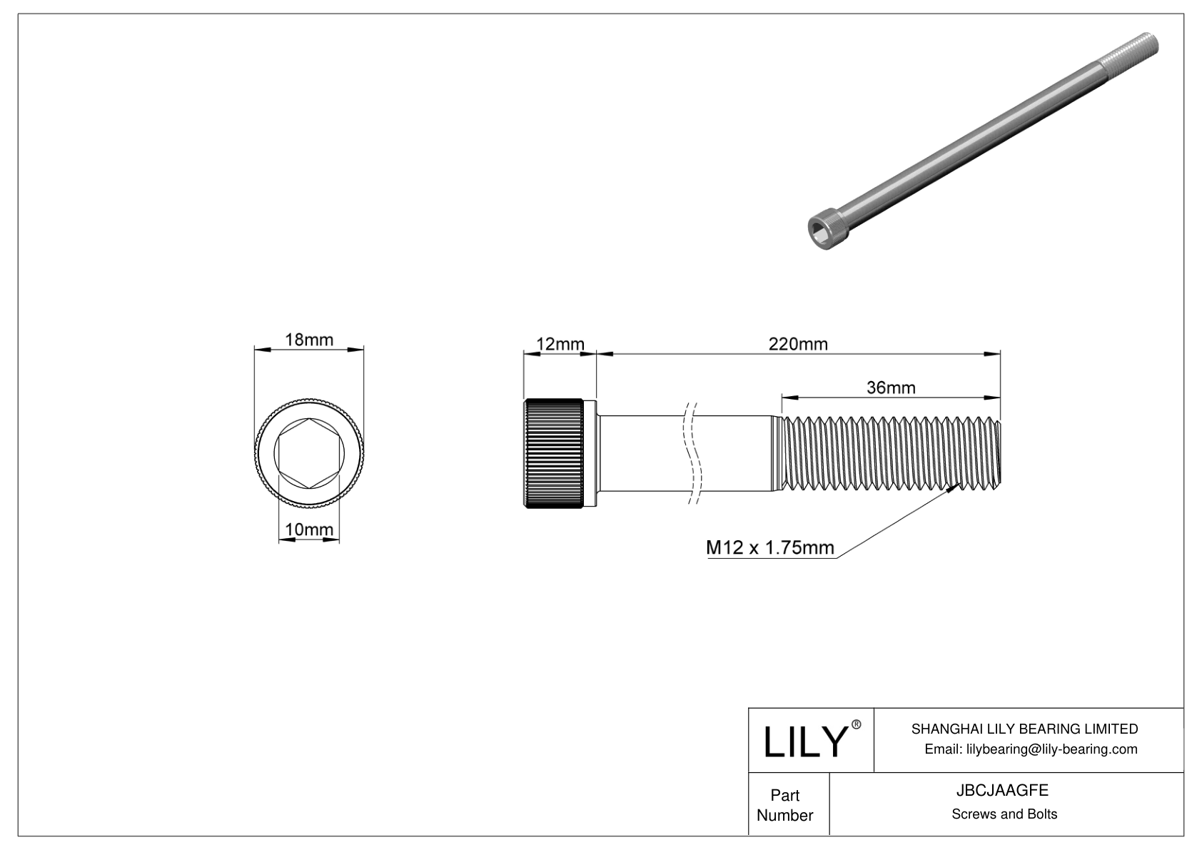 JBCJAAGFE Tornillos de cabeza cilíndrica de acero aleado cad drawing