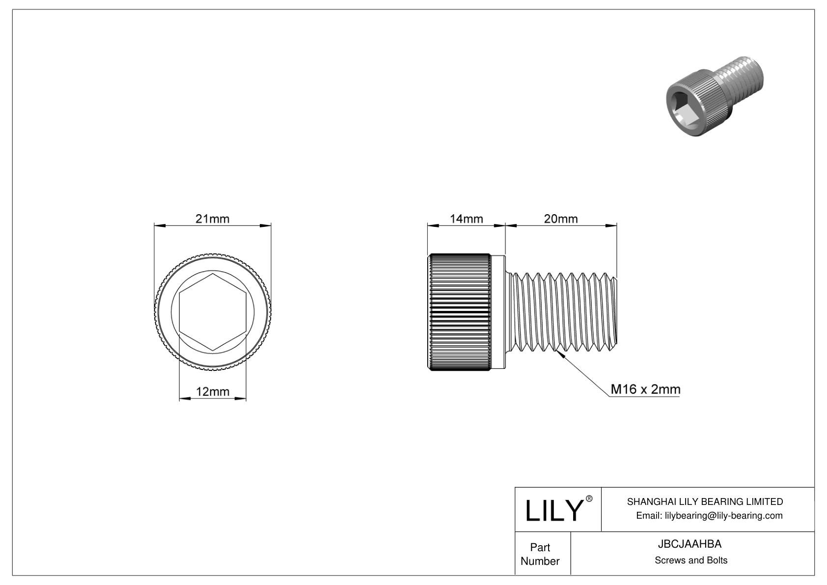 JBCJAAHBA Alloy Steel Socket Head Screws cad drawing