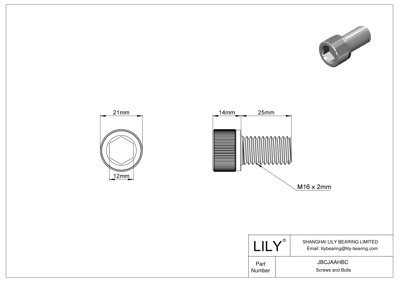 JBCJAAHBC Alloy Steel Socket Head Screws cad drawing