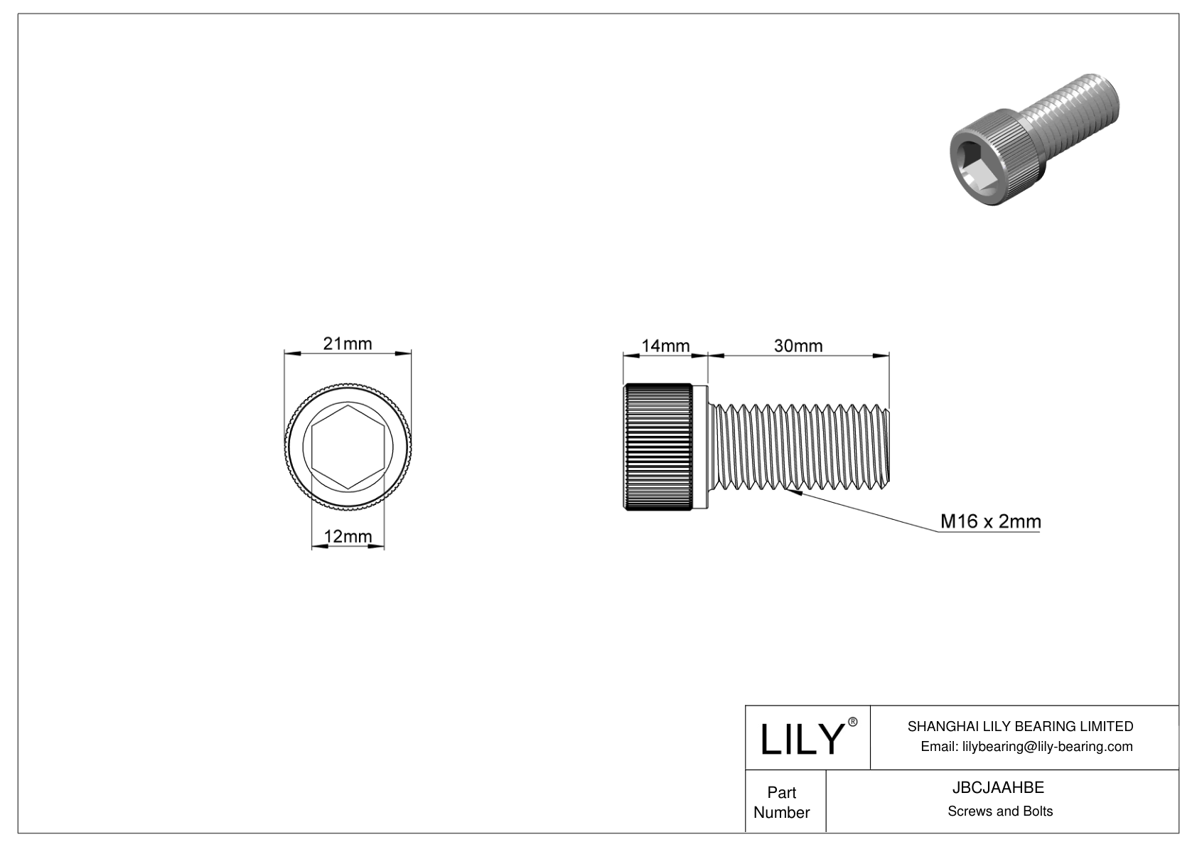 JBCJAAHBE Alloy Steel Socket Head Screws cad drawing