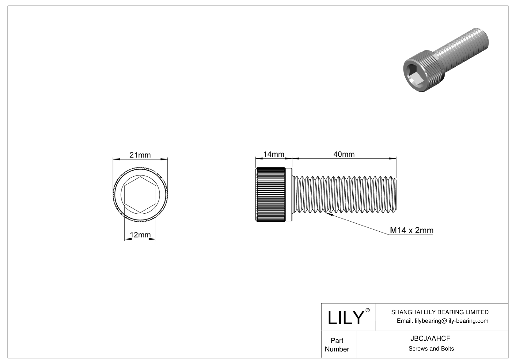 JBCJAAHCF Alloy Steel Socket Head Screws cad drawing