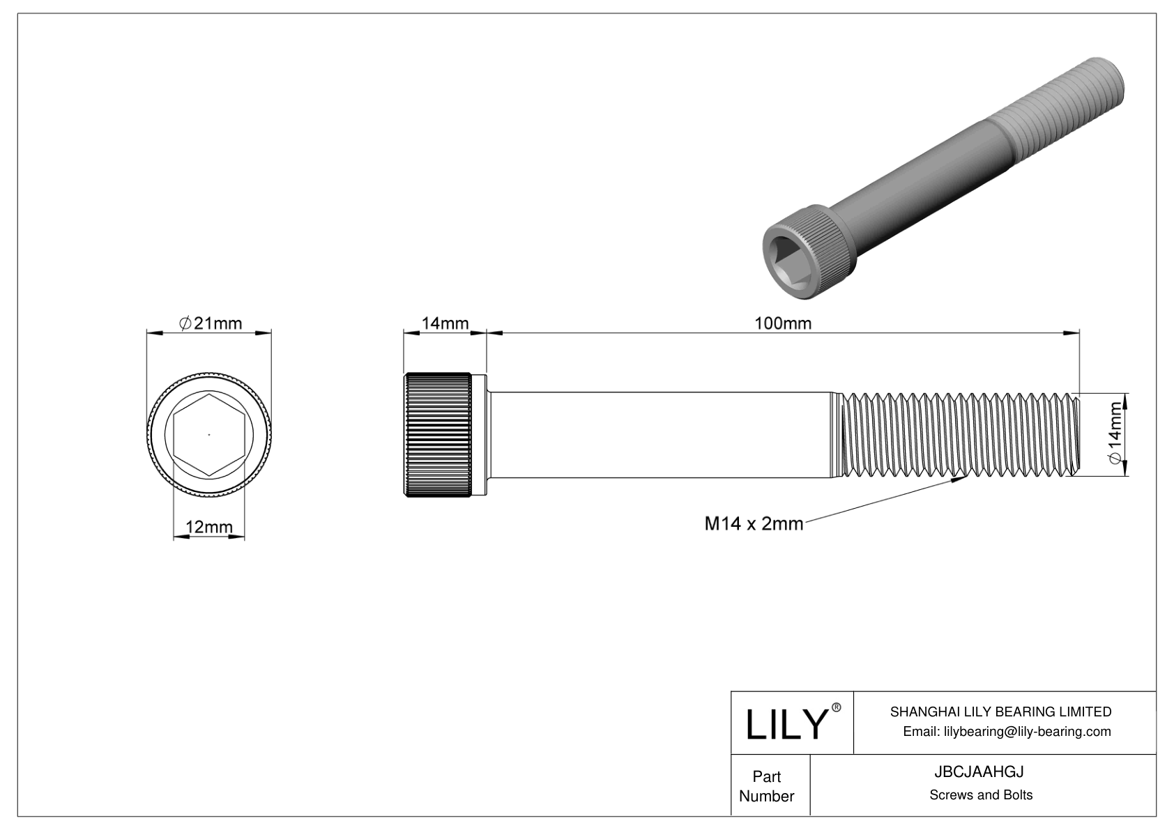 JBCJAAHGJ Alloy Steel Socket Head Screws cad drawing