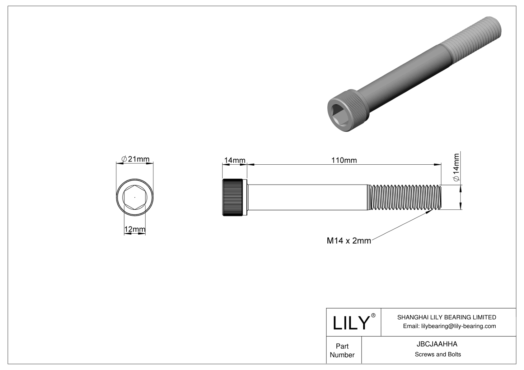 JBCJAAHHA Alloy Steel Socket Head Screws cad drawing