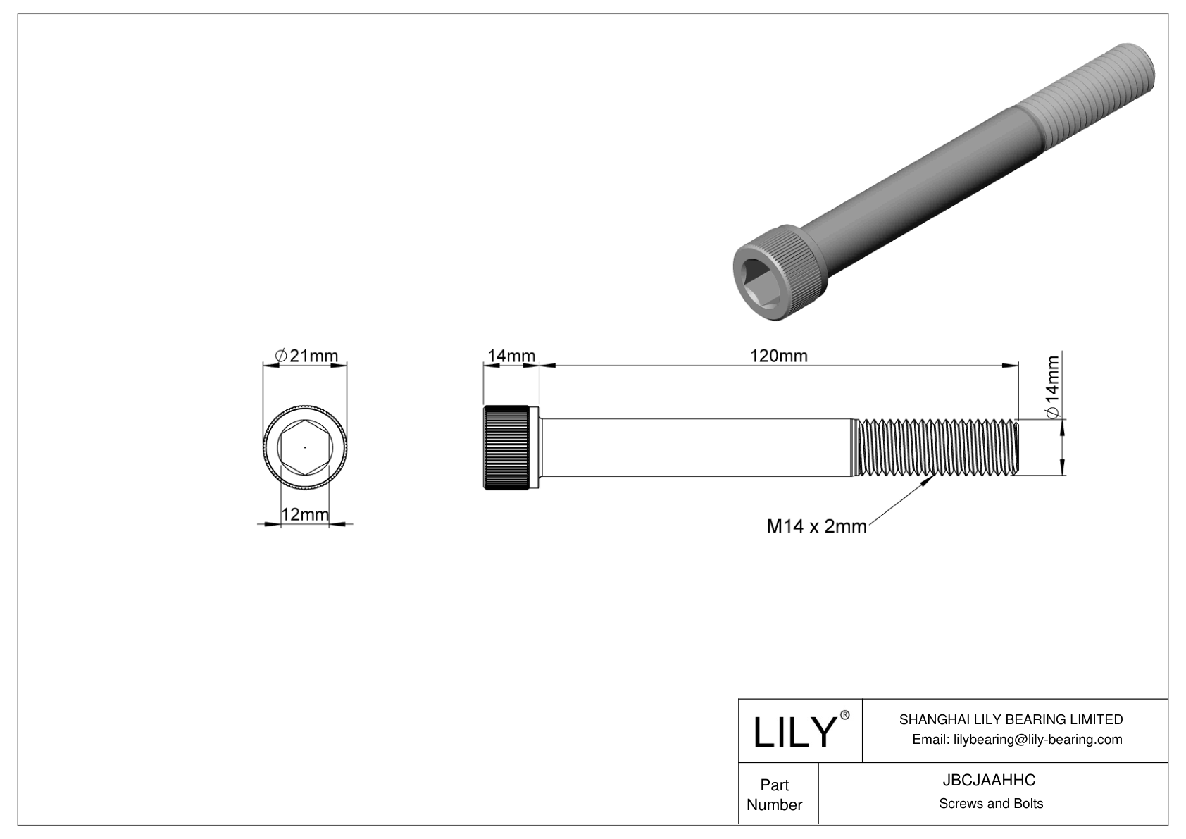 JBCJAAHHC Alloy Steel Socket Head Screws cad drawing