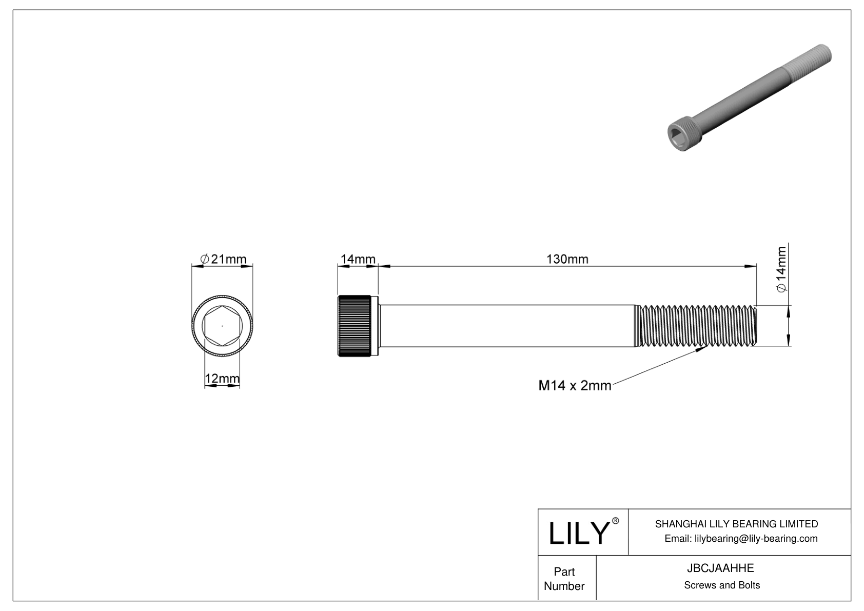 JBCJAAHHE Alloy Steel Socket Head Screws cad drawing