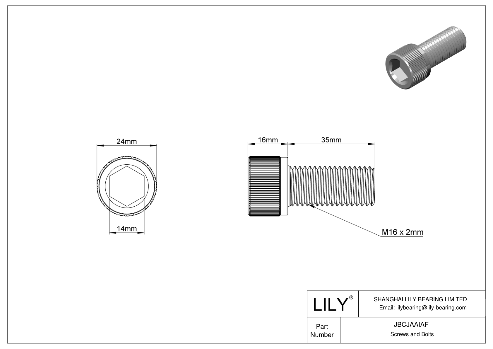 JBCJAAIAF Alloy Steel Socket Head Screws cad drawing