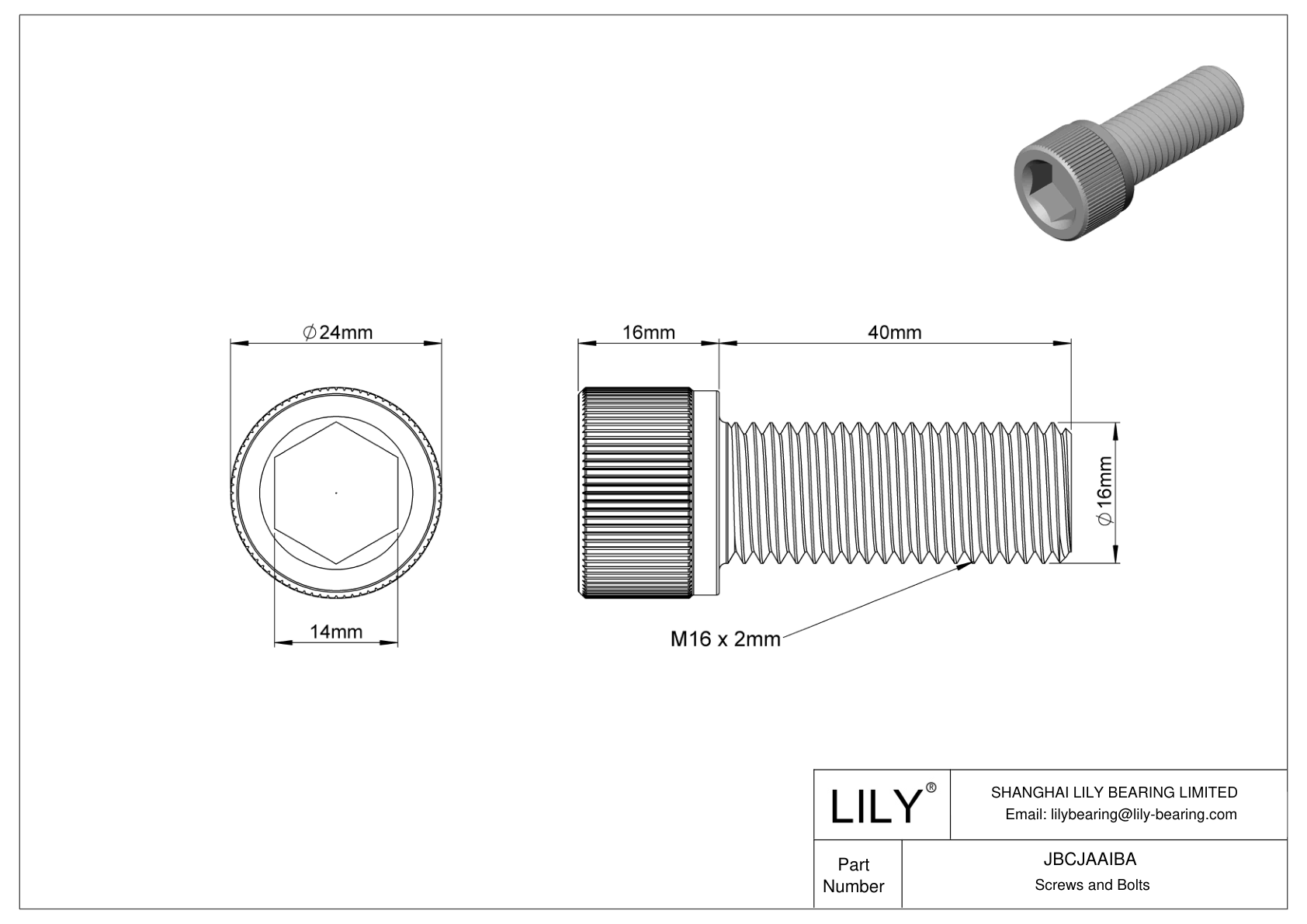 JBCJAAIBA Alloy Steel Socket Head Screws cad drawing