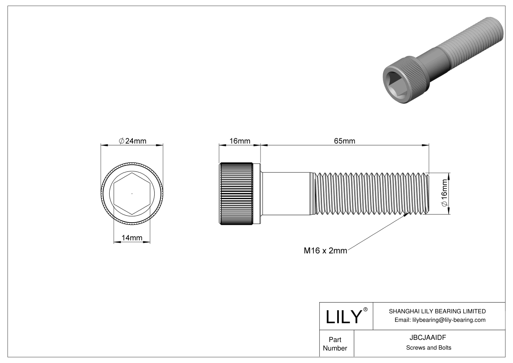 JBCJAAIDF Alloy Steel Socket Head Screws cad drawing