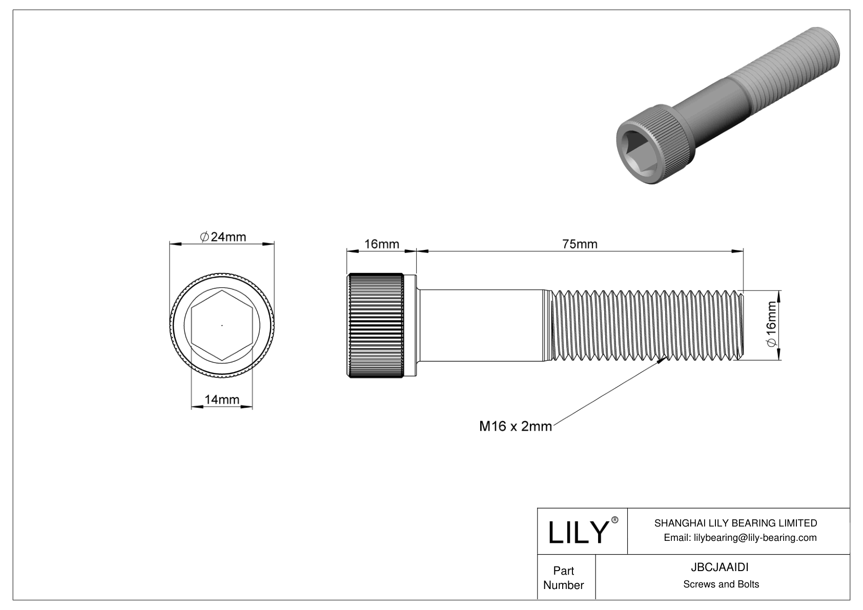 JBCJAAIDI Alloy Steel Socket Head Screws cad drawing