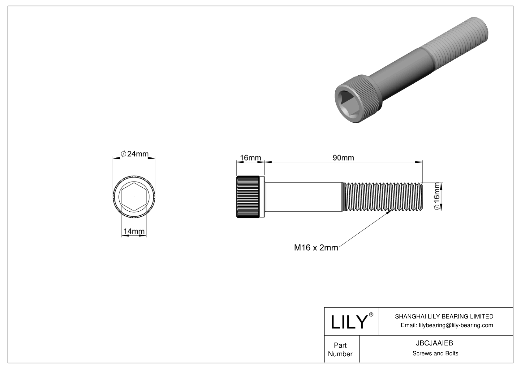 JBCJAAIEB Alloy Steel Socket Head Screws cad drawing