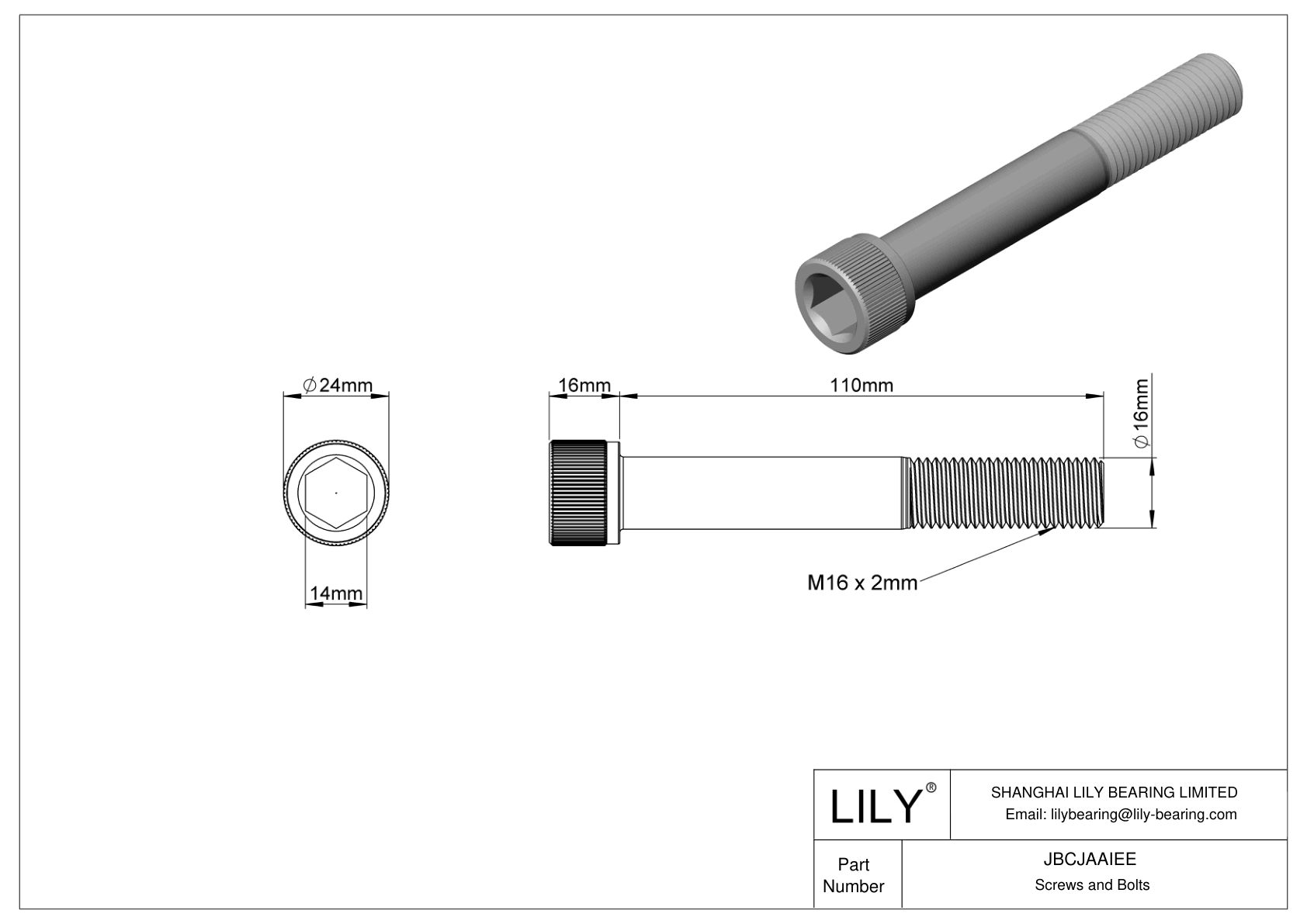 JBCJAAIEE Alloy Steel Socket Head Screws cad drawing