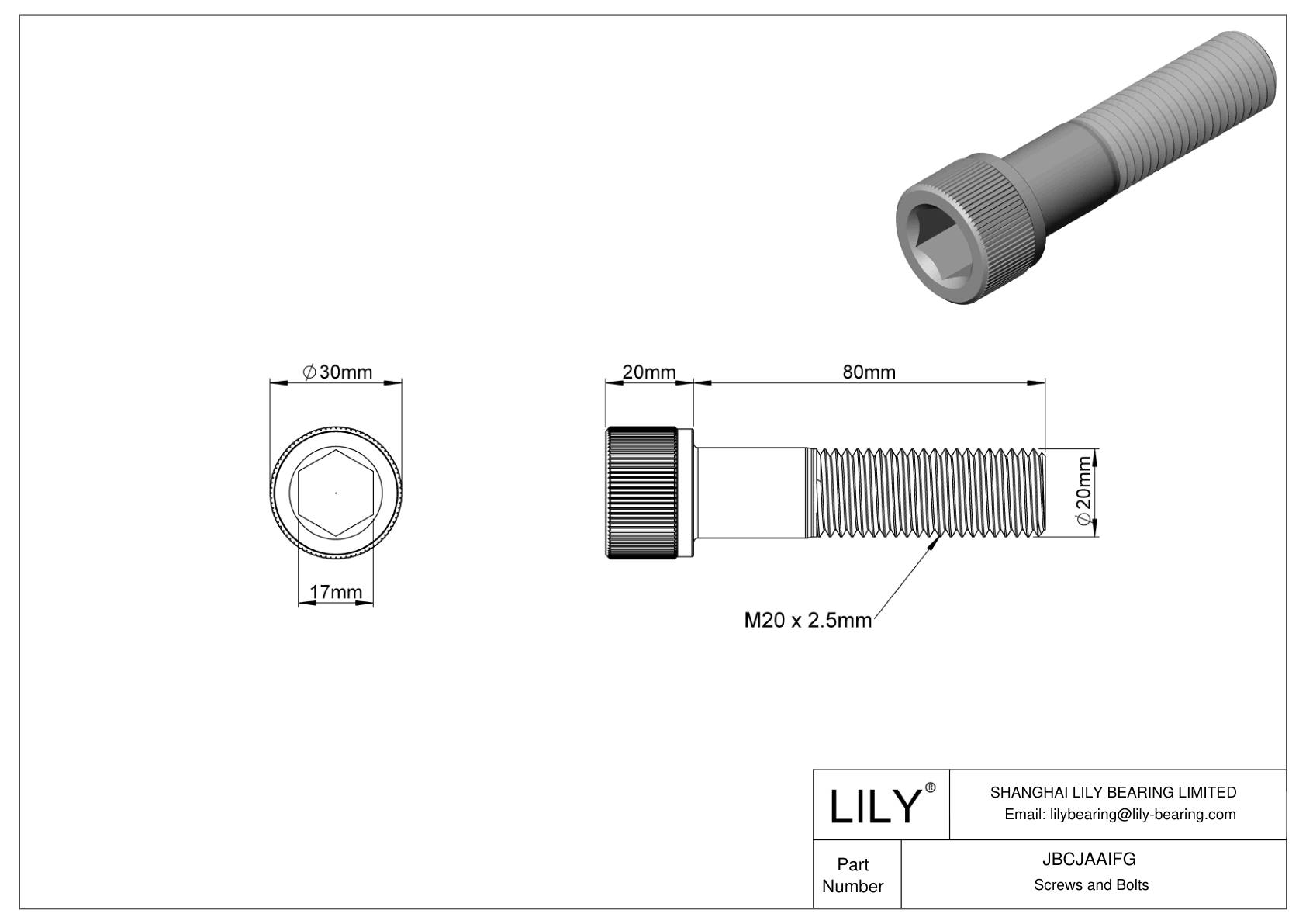 JBCJAAIFG Alloy Steel Socket Head Screws cad drawing