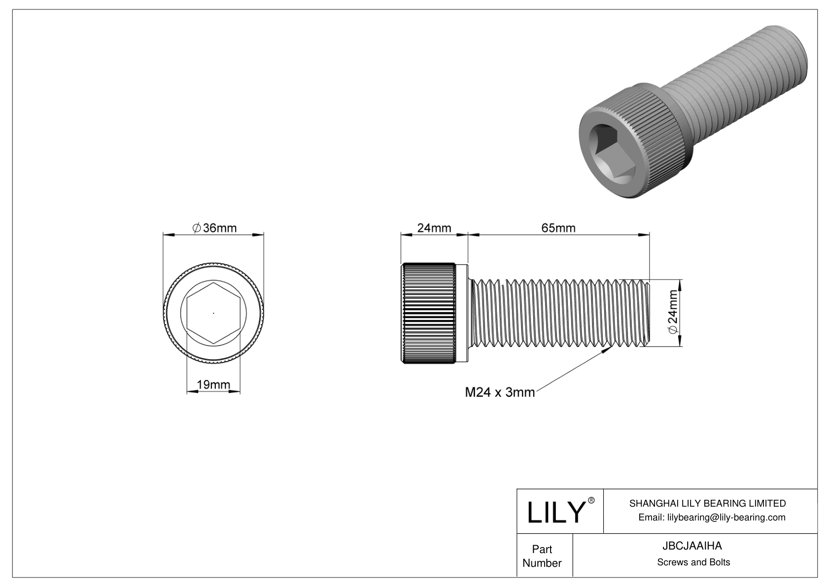 JBCJAAIHA Tornillos de cabeza cilíndrica de acero aleado cad drawing