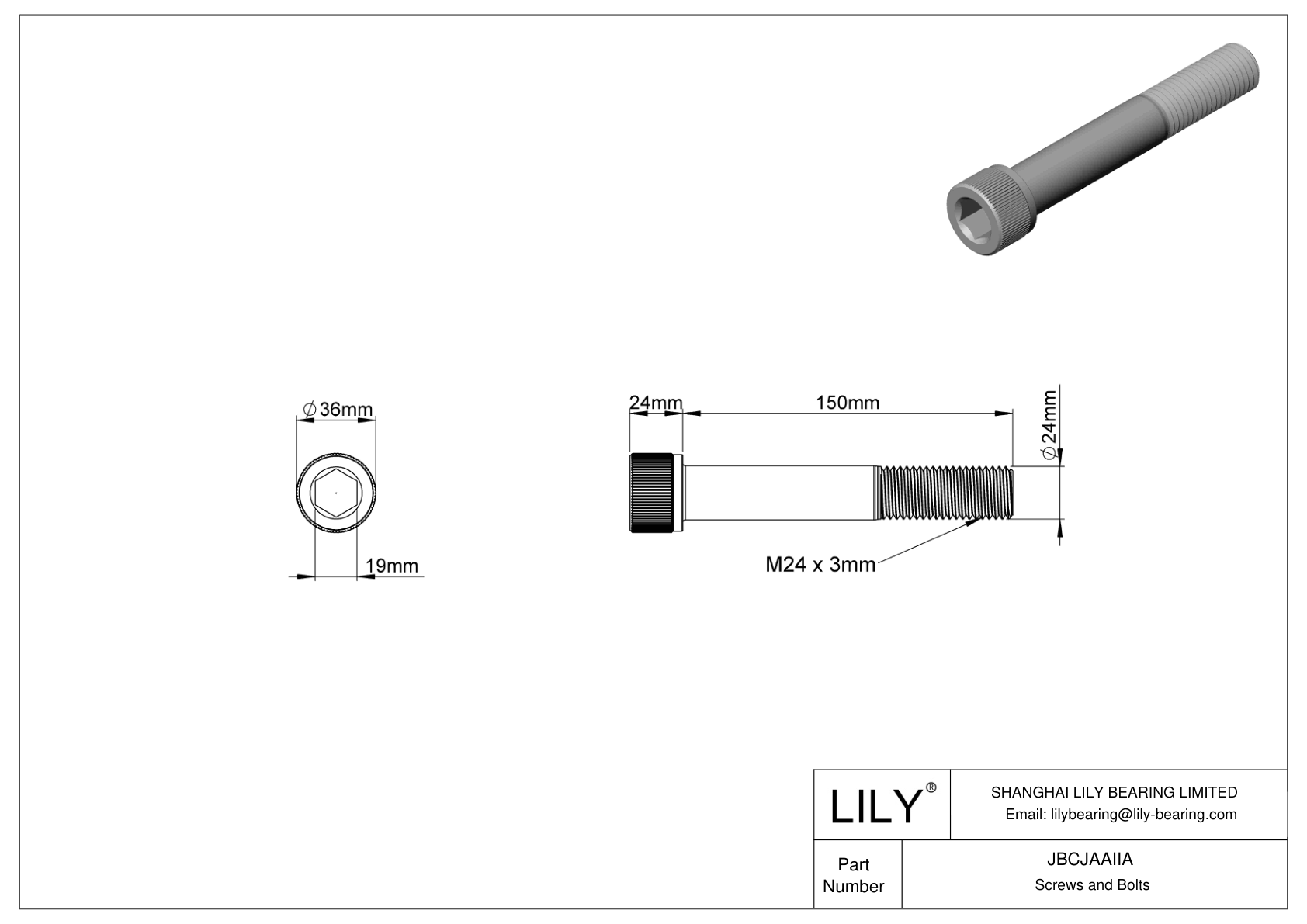 JBCJAAIIA 合金钢内六角螺钉 cad drawing