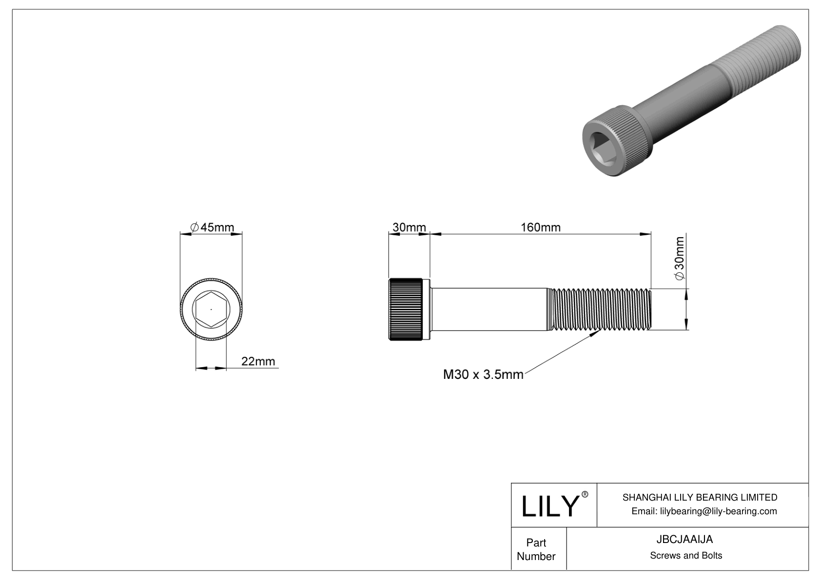 JBCJAAIJA Tornillos de cabeza cilíndrica de acero aleado cad drawing