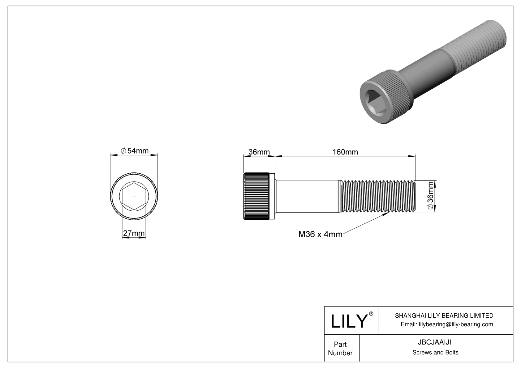 JBCJAAIJI Tornillos de cabeza cilíndrica de acero aleado cad drawing