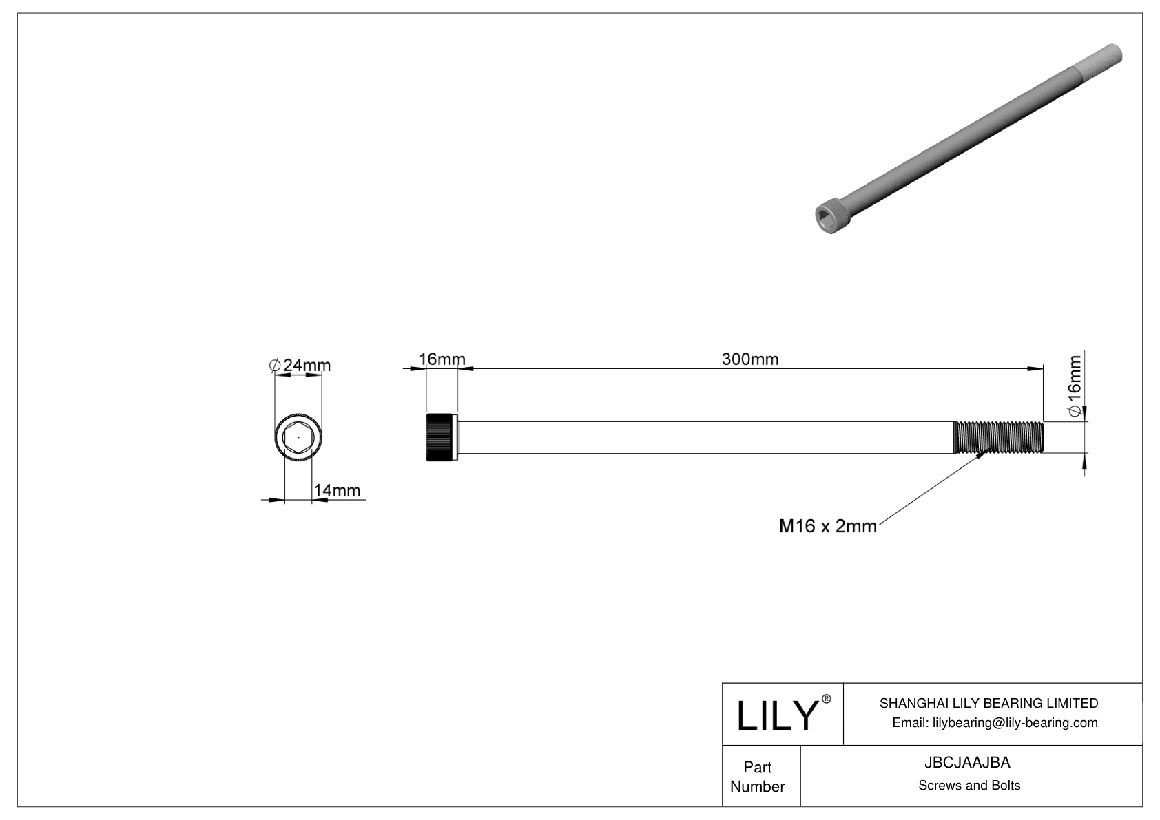 JBCJAAJBA Alloy Steel Socket Head Screws cad drawing