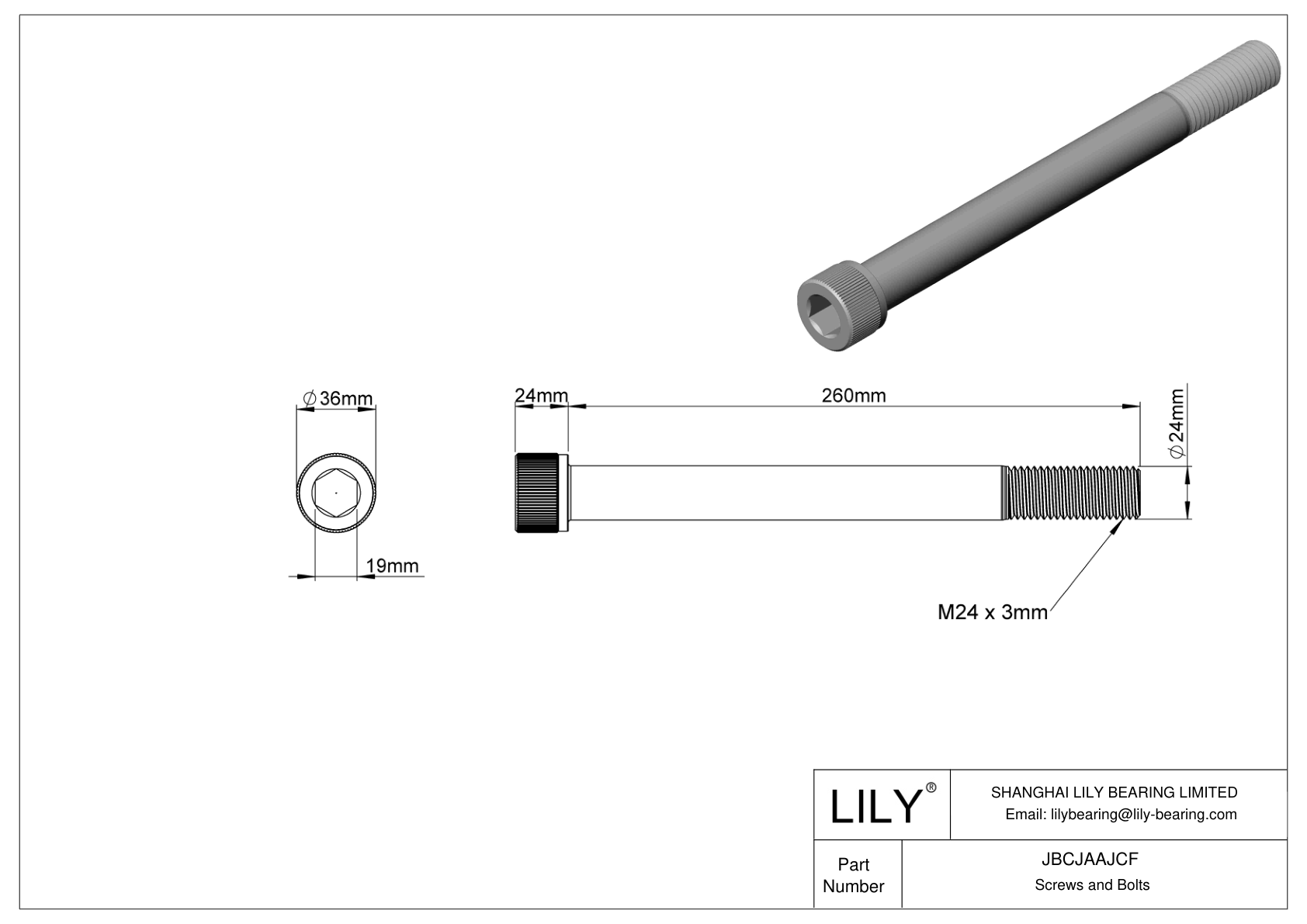 JBCJAAJCF Tornillos de cabeza cilíndrica de acero aleado cad drawing