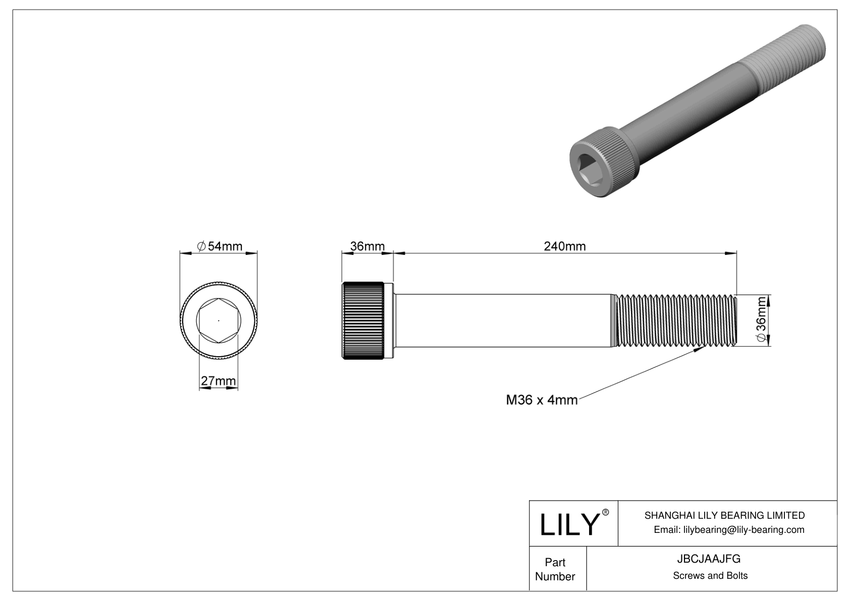 JBCJAAJFG Tornillos de cabeza cilíndrica de acero aleado cad drawing