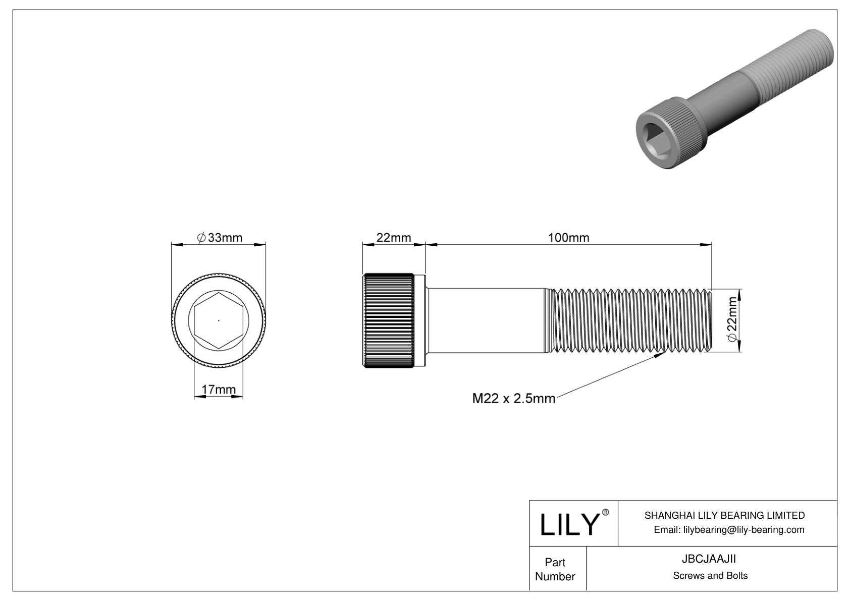 JBCJAAJII Alloy Steel Socket Head Screws cad drawing