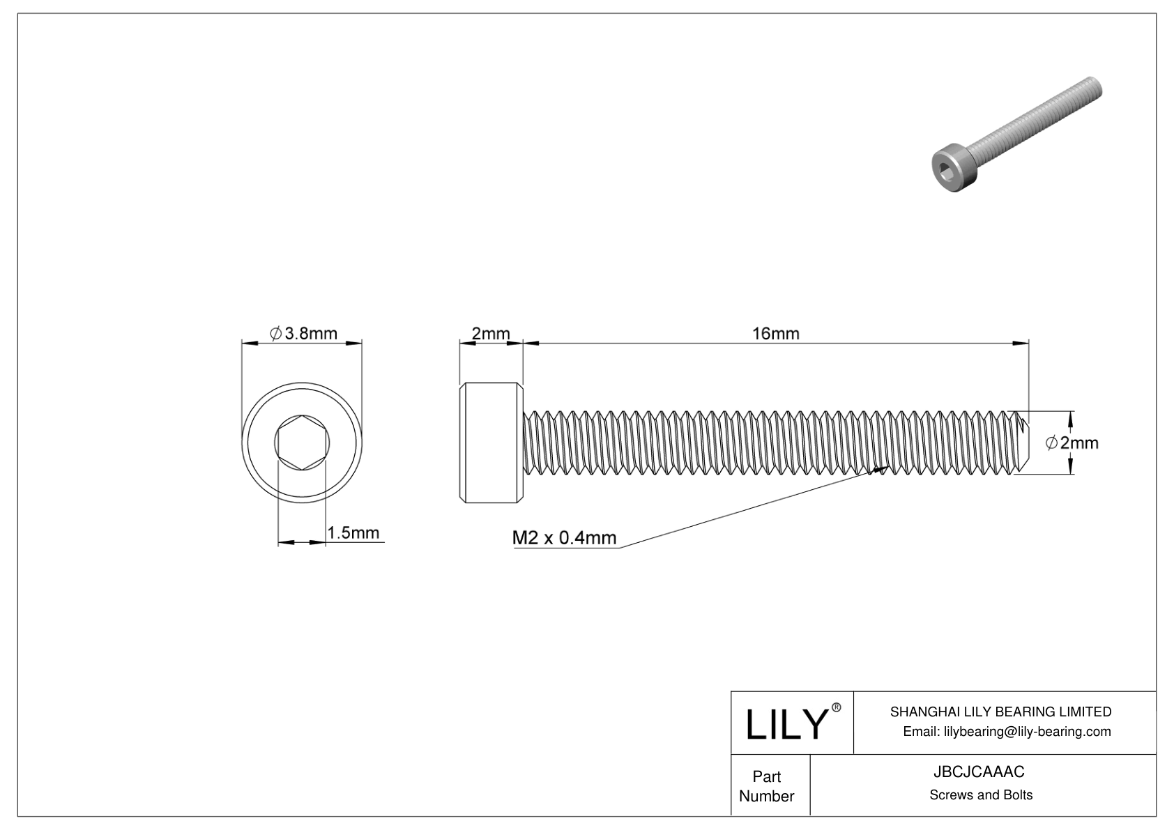 JBCJCAAAC Tornillos de cabeza cilíndrica de acero inoxidable 18-8 cad drawing