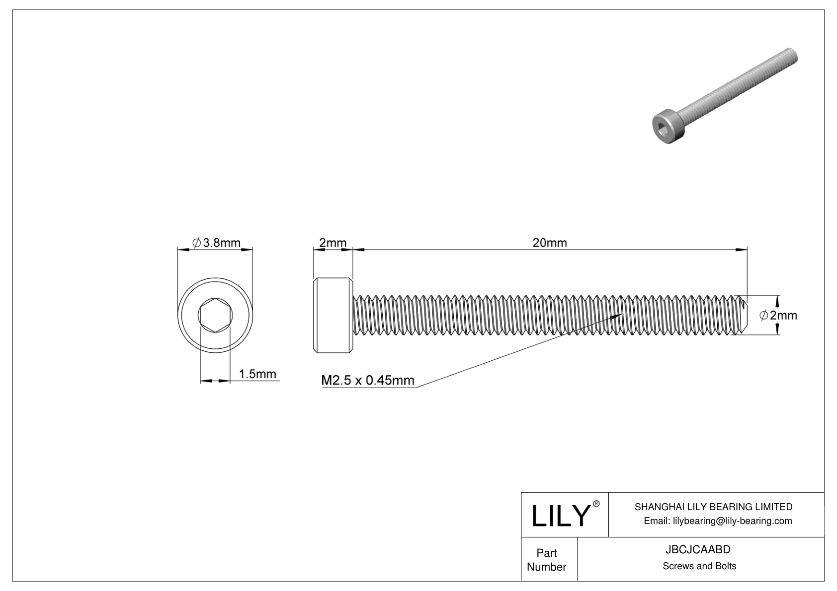 JBCJCAABD 18-8 Stainless Steel Socket Head Screws cad drawing