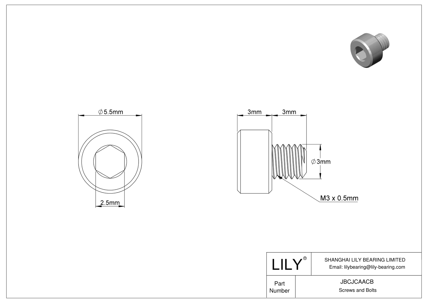 JBCJCAACB 18-8 Stainless Steel Socket Head Screws cad drawing