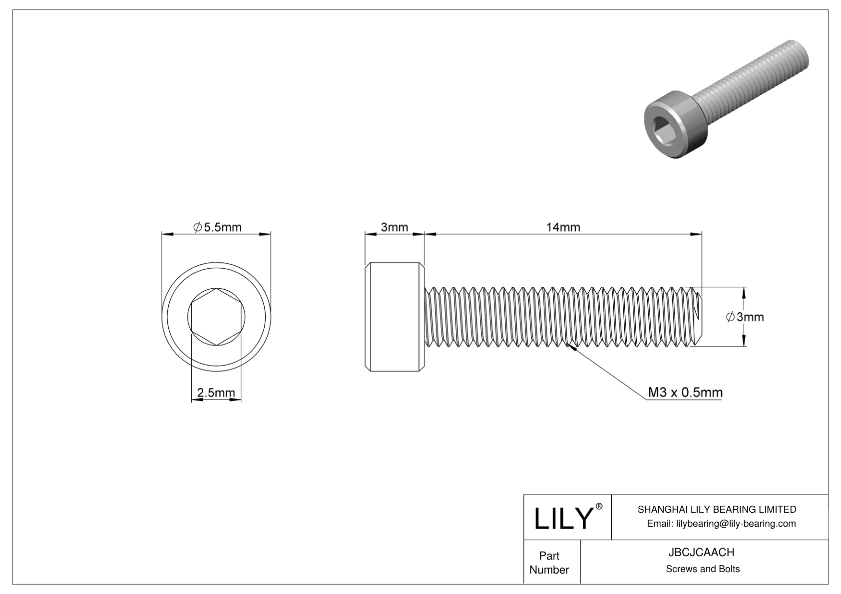 JBCJCAACH 18-8 Stainless Steel Socket Head Screws cad drawing