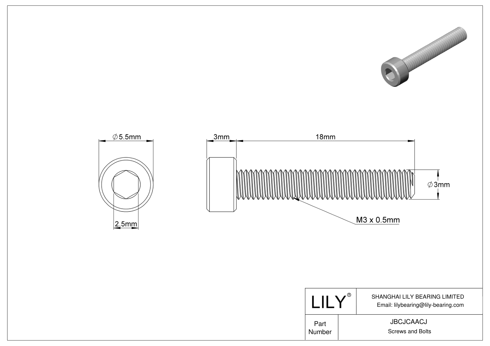 JBCJCAACJ 18-8 Stainless Steel Socket Head Screws cad drawing