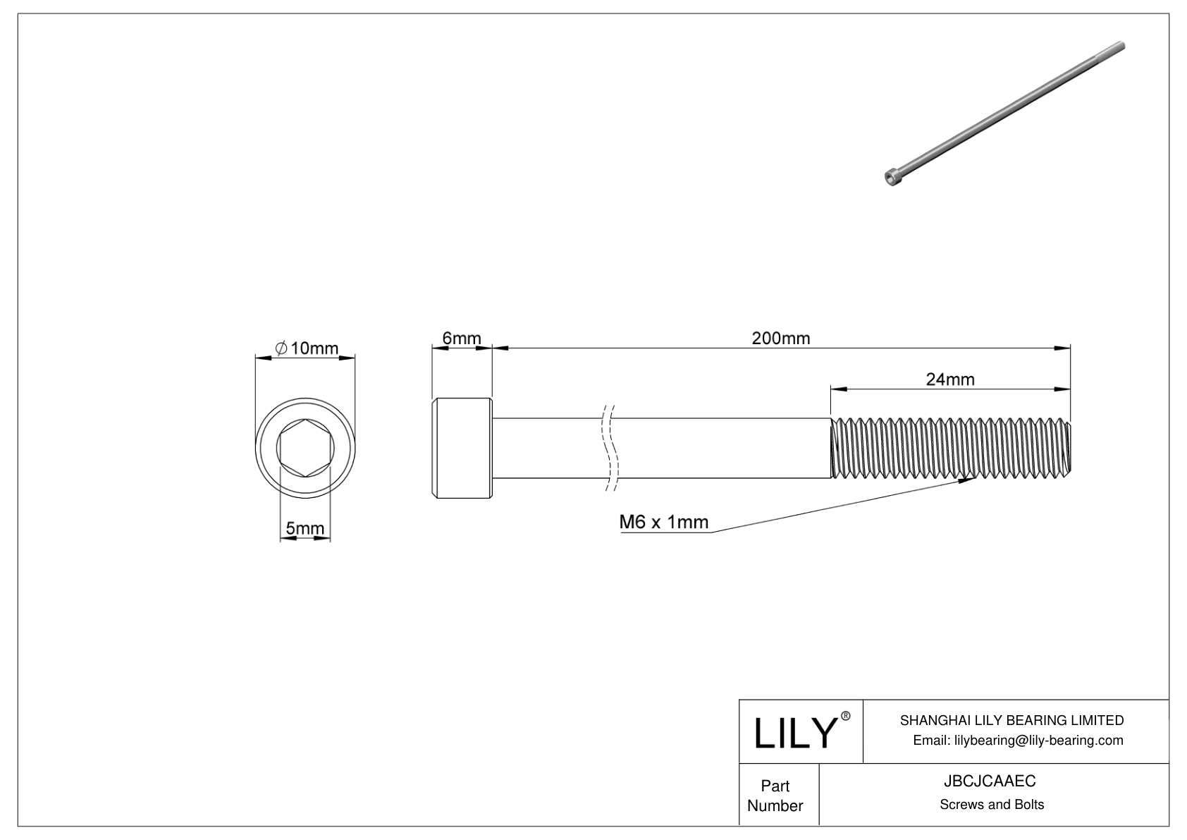 JBCJCAAEC Tornillos de cabeza cilíndrica de acero inoxidable 18-8 cad drawing