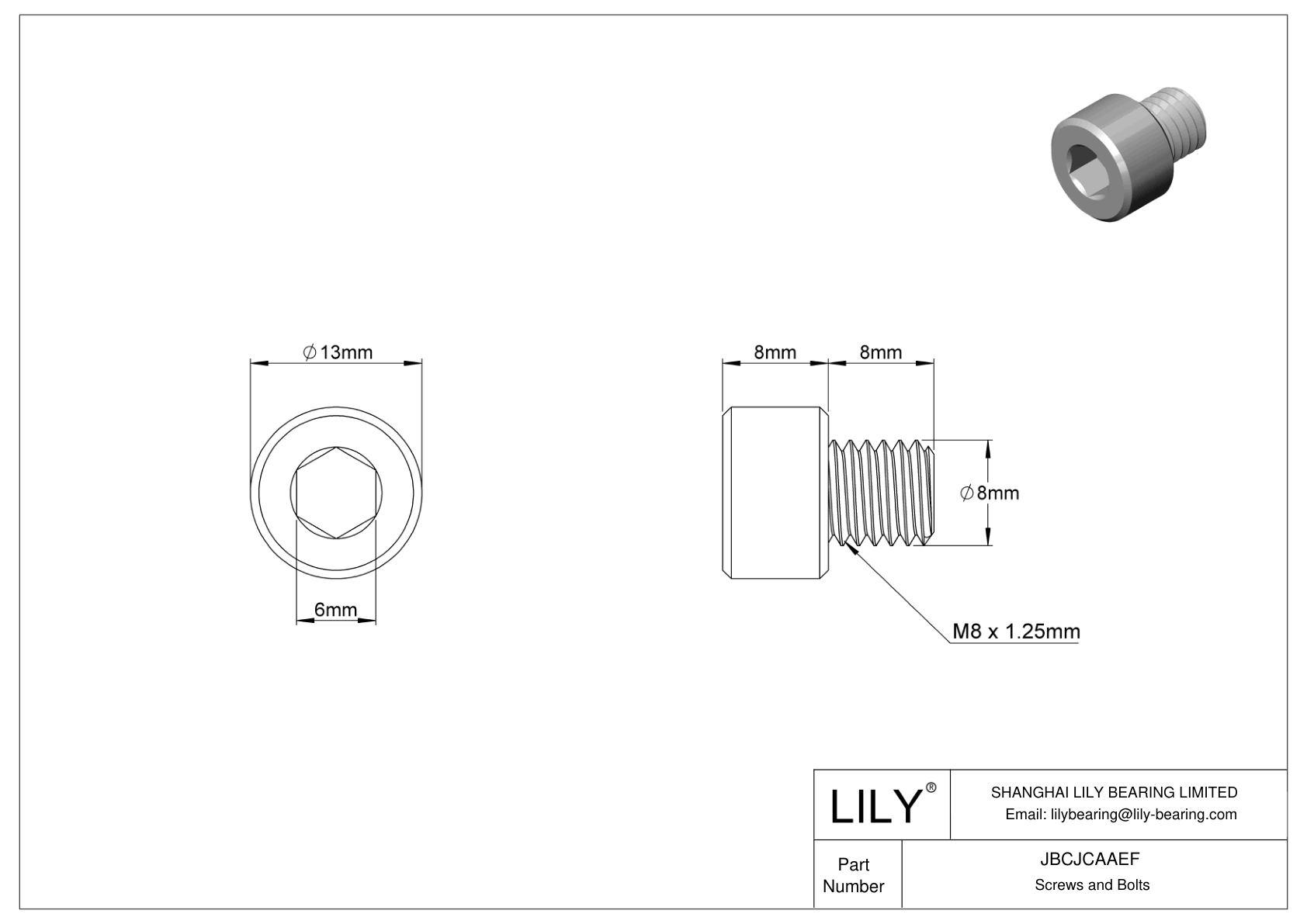 JBCJCAAEF 18-8 Stainless Steel Socket Head Screws cad drawing