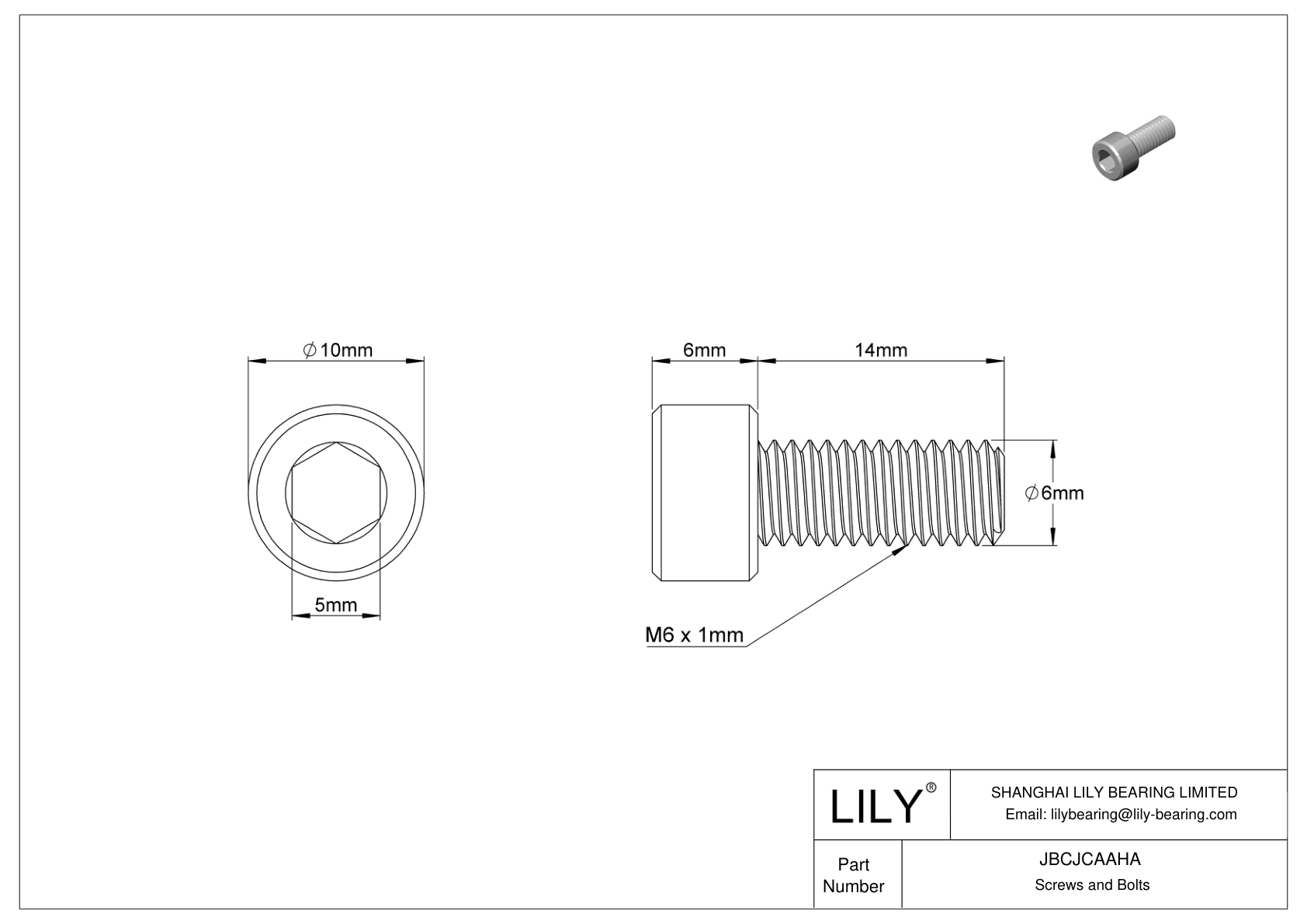 JBCJCAAHA Tornillos de cabeza cilíndrica de acero inoxidable 18-8 cad drawing